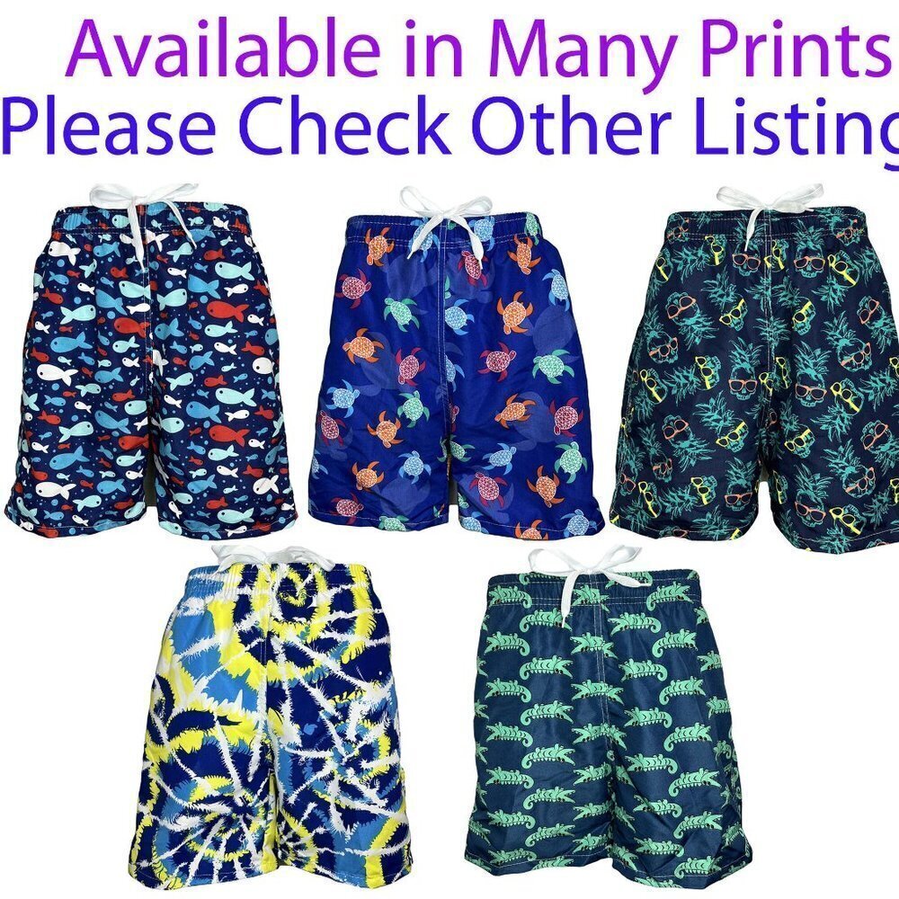 Boy Swim Shorts, Swimming Board Trunks, Drawstring Lining Beach, Sunglasses, NEW - Picture 3 of 3